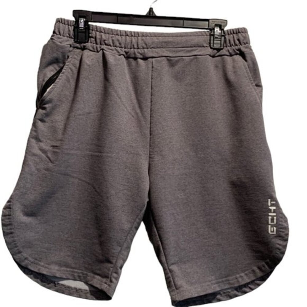 Men's ECHT Gray 9" Sweat Shorts Gym Activewear Three Pocket Size XL EUC #7012